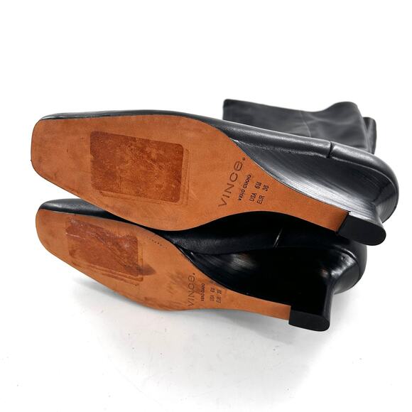 Vince Beverly Leather Wedge Boots 6 Black NWOT Mid Calf Booties Academia Career - Picture 12 of 12